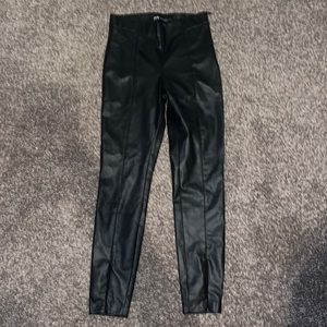 Zara Black leather skinny pants